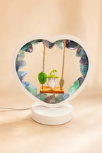 Raw Rainbow Fluorite Heart Swing Lamp – Enchanted Crystal Night Light