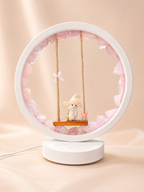 Raw Rose Quartz & Baroque Sea Pearl Circular Swing Lamp
