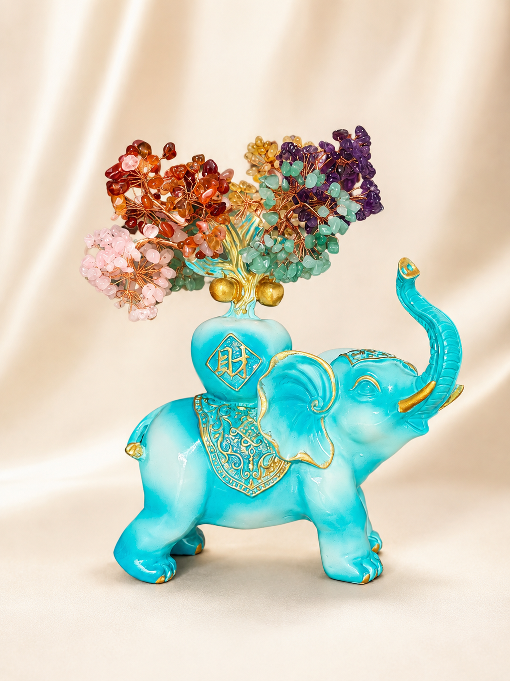 Feng Shui Elephant with Crystal Wealth Tree
