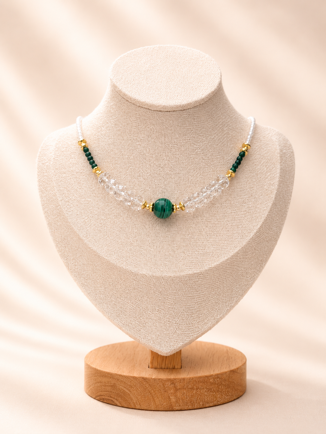Faceted Healer Quartz & Malachite Necklace
